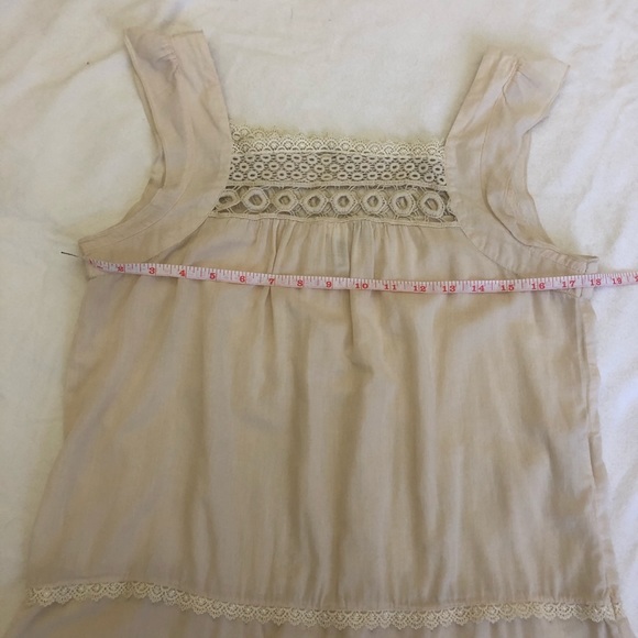 H&M crochet lace trim square neck beige cream peasant top boho blouse tunic - Picture 4 of 6